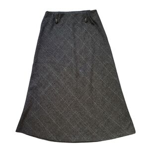 Conrad C Proportion Petite Plaid A-Line Midi Gray Skirt Size 2